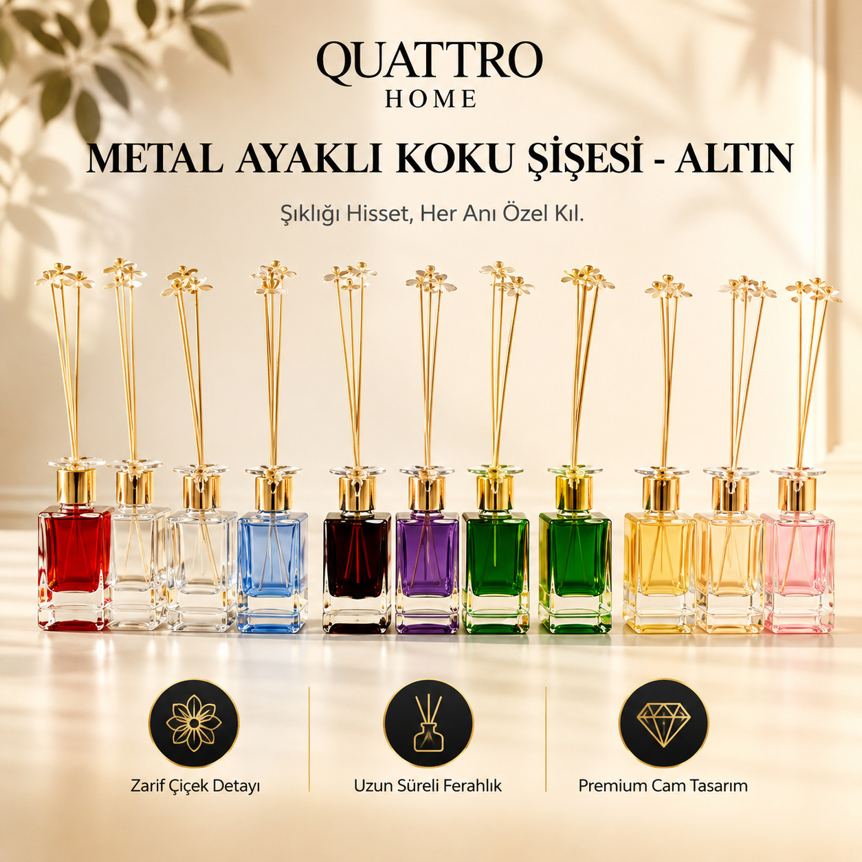 Metal Ayaklı Koku Şişesi - Altın