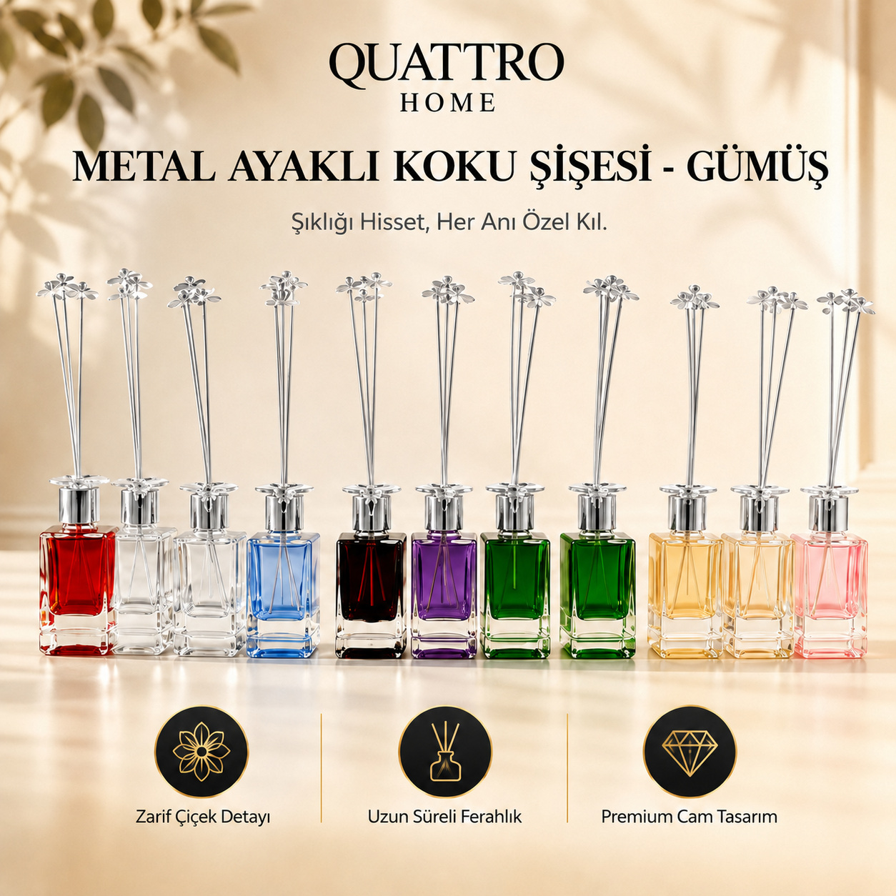 Metal Ayaklı Koku Şişesi - Gümüş