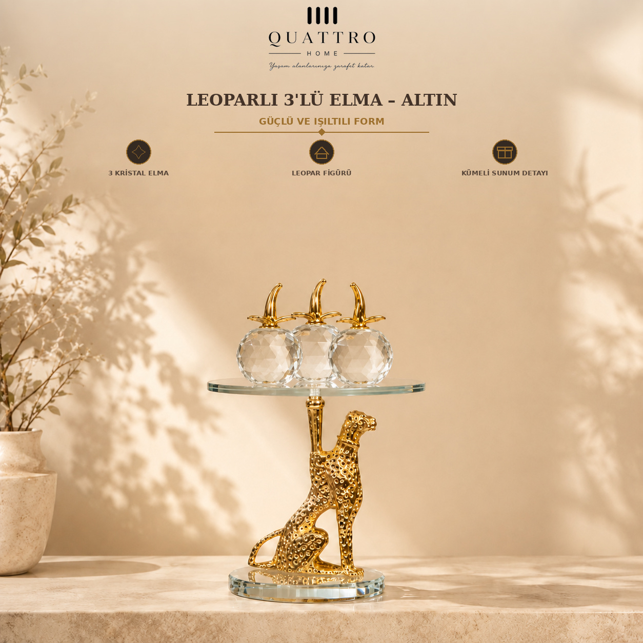 Leoparlı 3'lü Elma - Altın