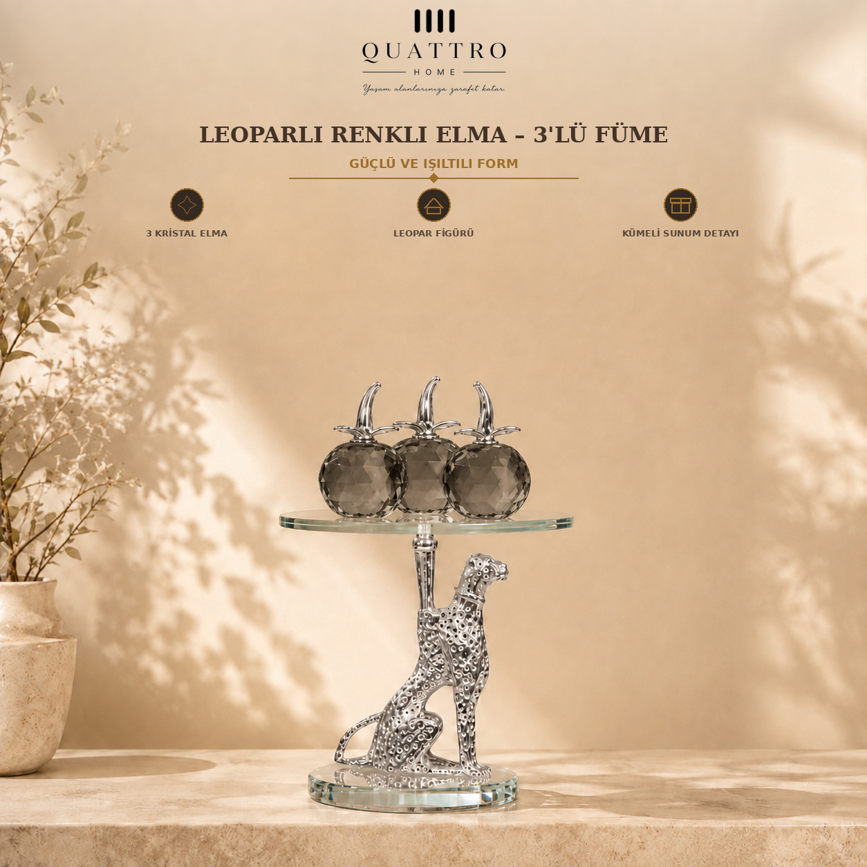 Leoparlı Renkli Elma - 3'lü Füme