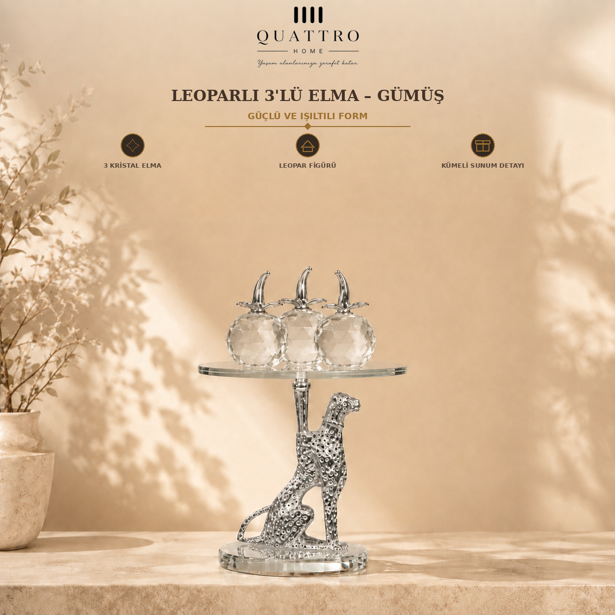 Leoparlı 3'lü Elma - Gümüş
