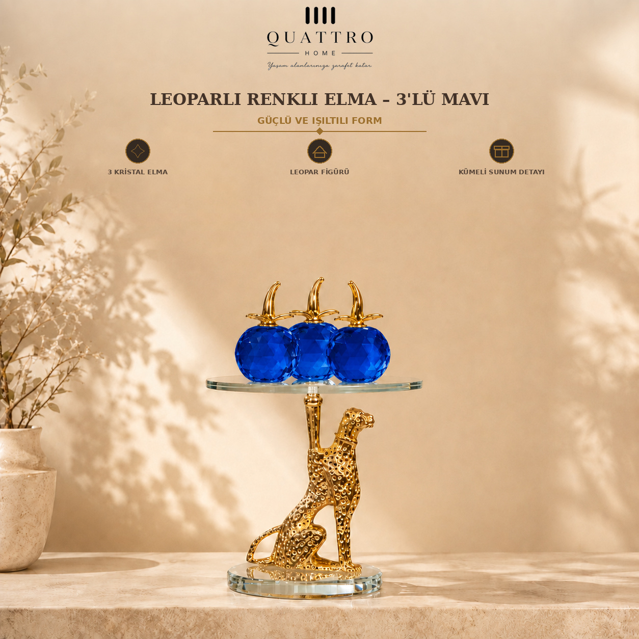 Leoparlı Renkli Elma - 3'lü Mavi