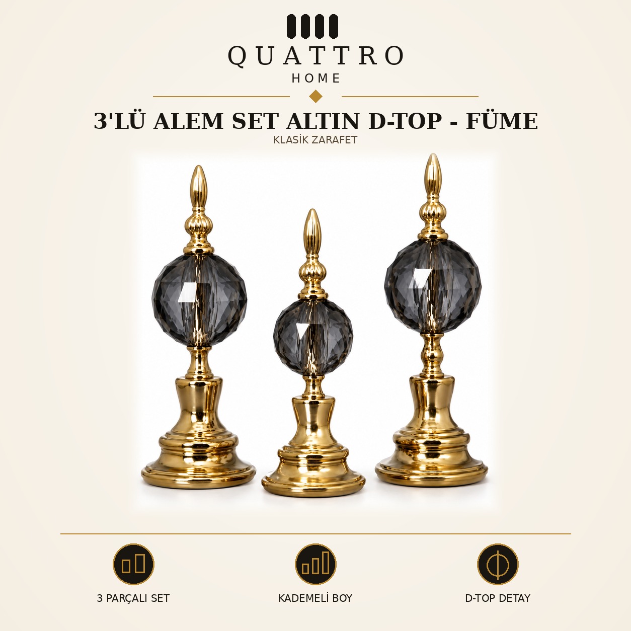 3'lü Alem Set Altın D-Top - Füme