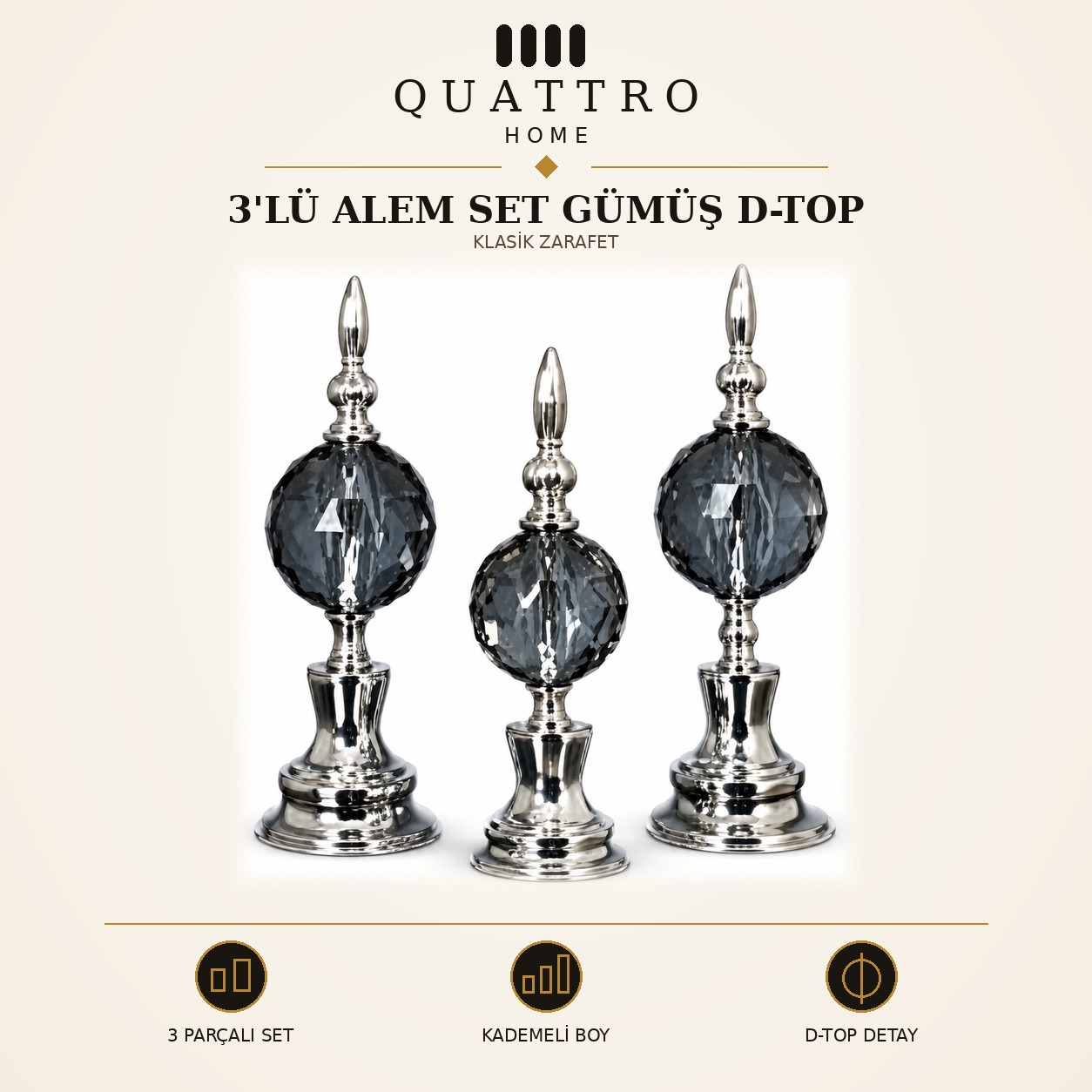 3'lü Alem Set Gümüş D-Top