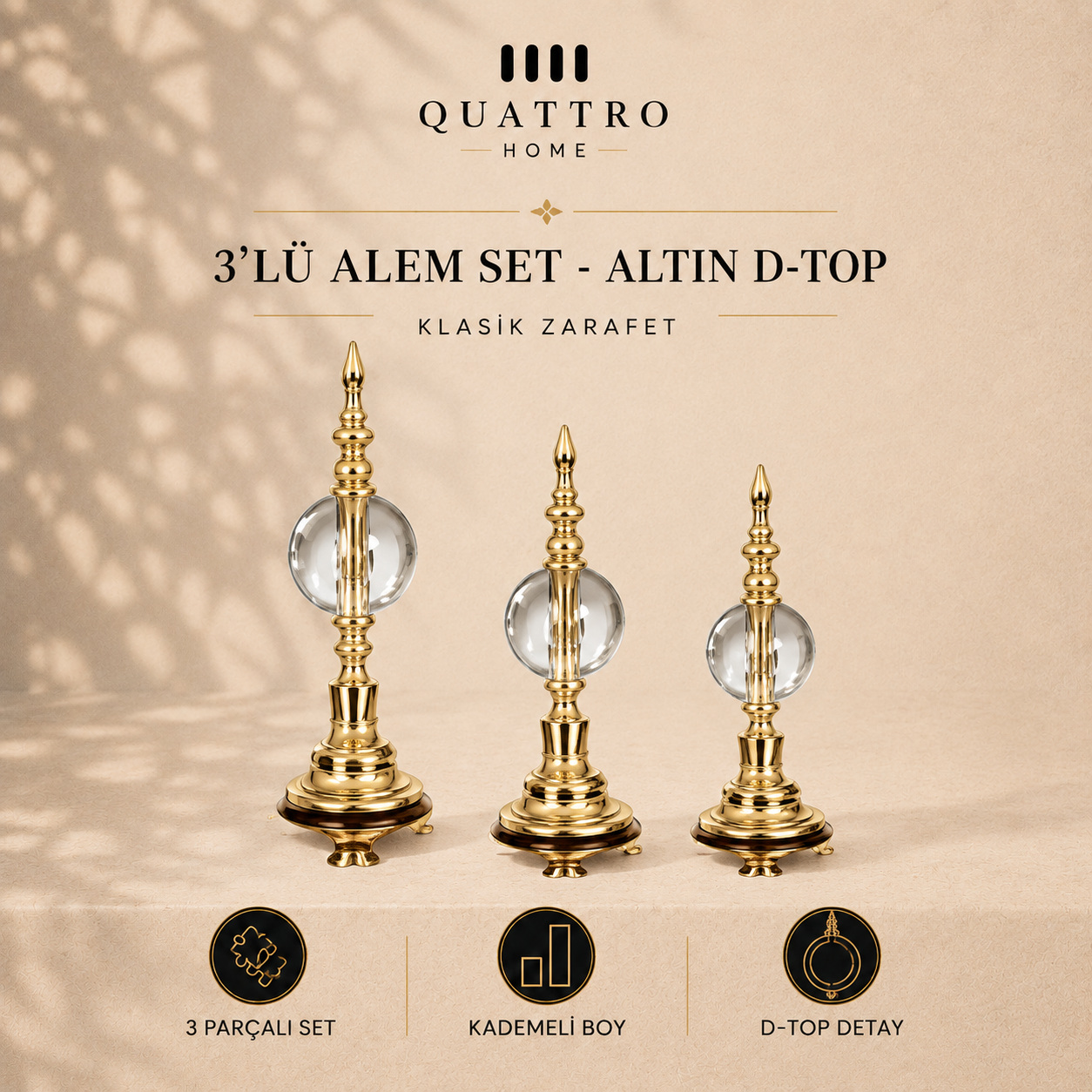 3'lü Alem Set - Altın D-Top