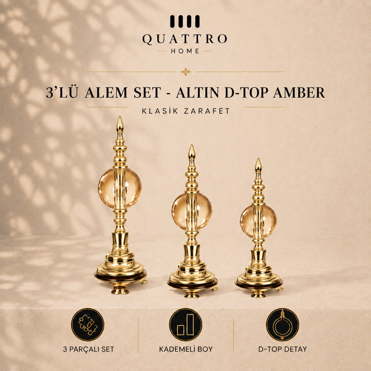 3'lü Alem Set - Altın D-Top Amber