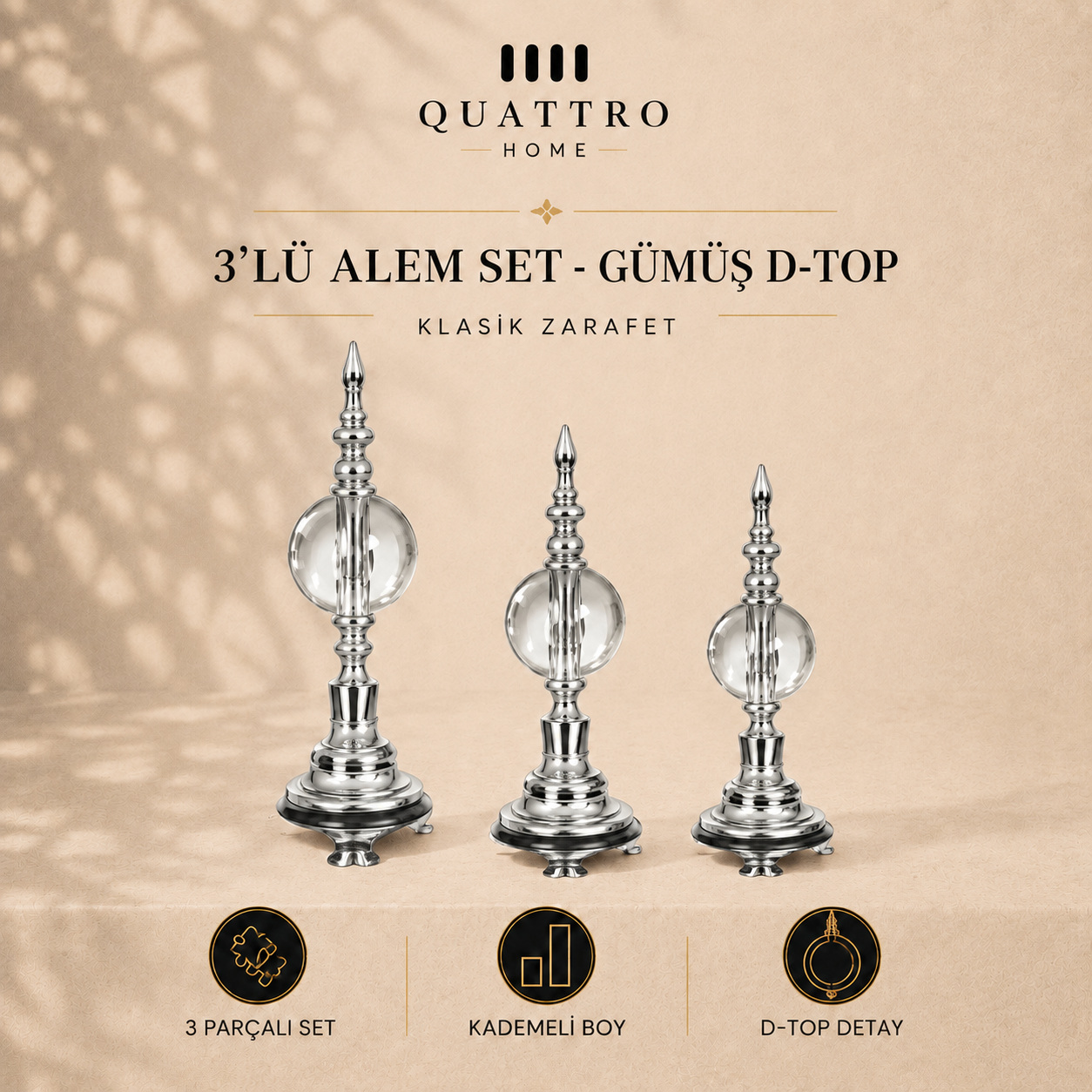 3'lü Alem Set - Gümüş D-Top