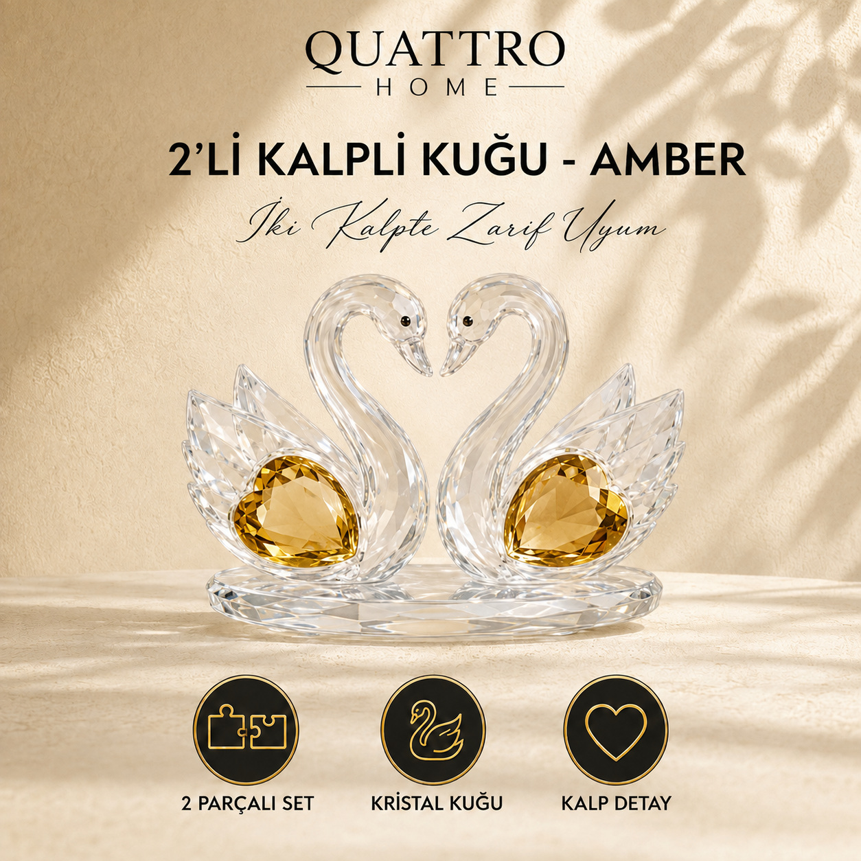 2'li Kalpli Kuğu - Amber