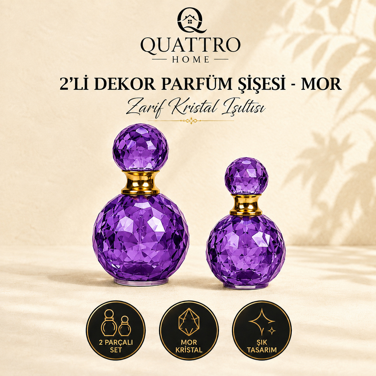 2'li Dekor Parfüm Şişesi - Mor