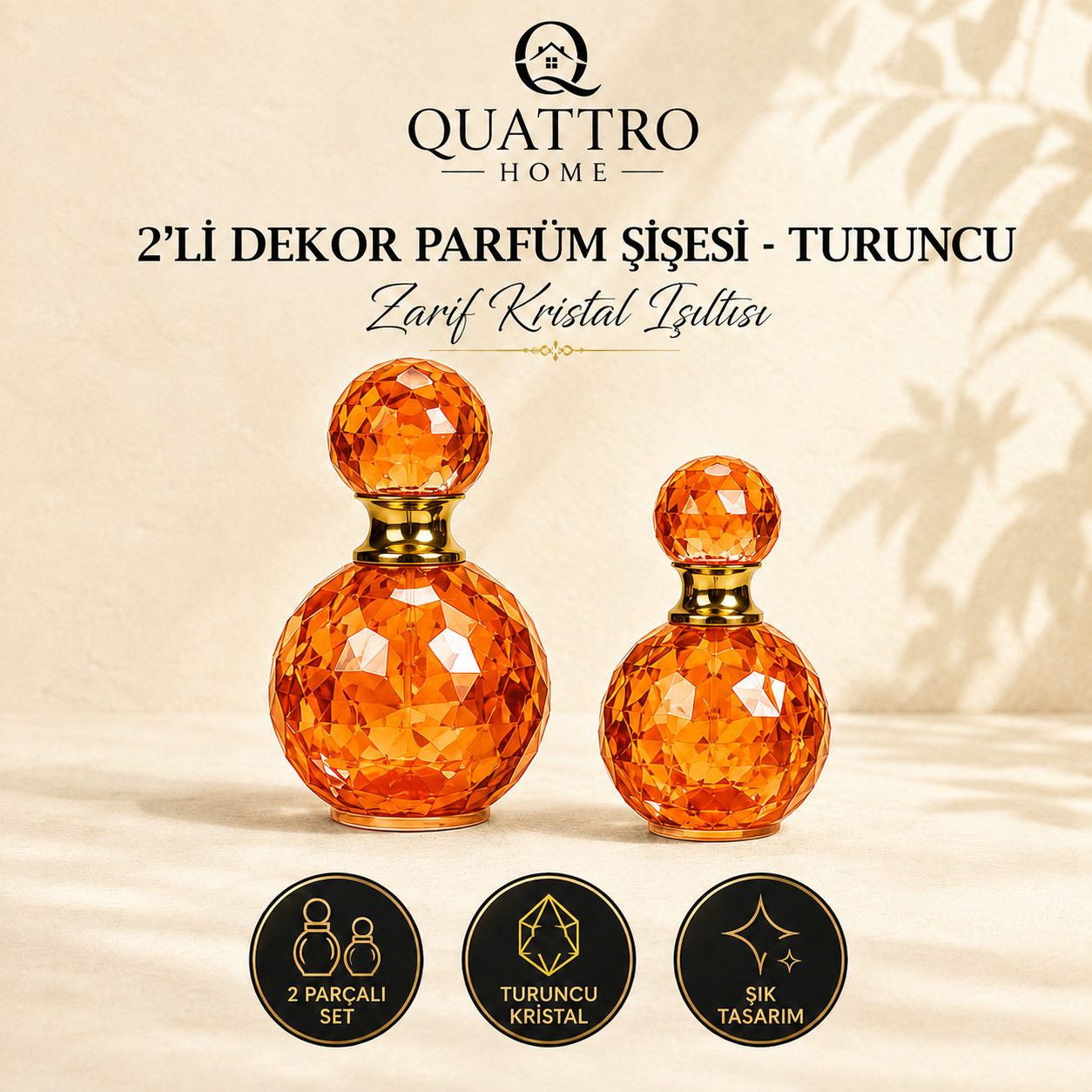 2'li Dekor Parfüm Şişesi - Turuncu
