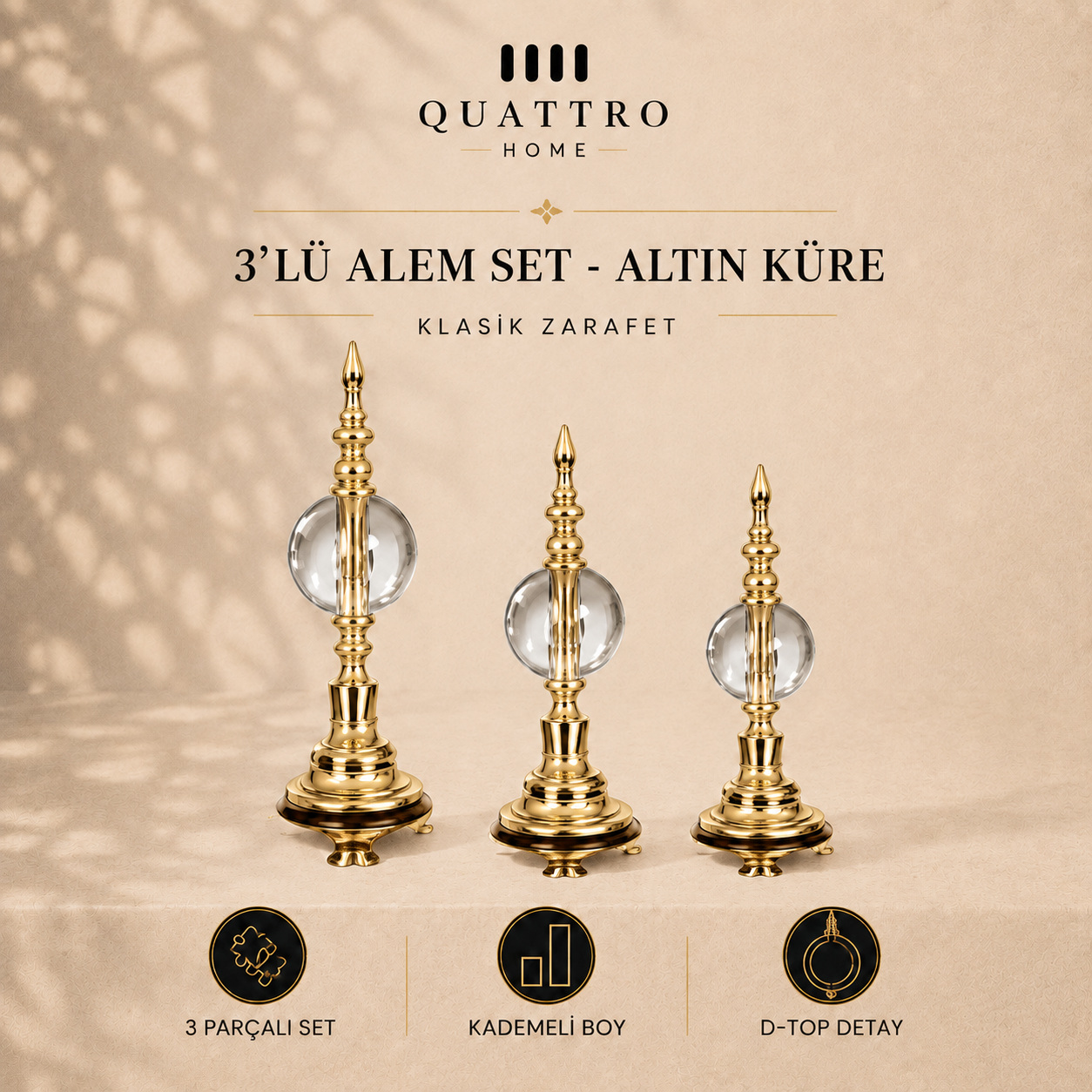 3'lü Alem Set - Altın Küre