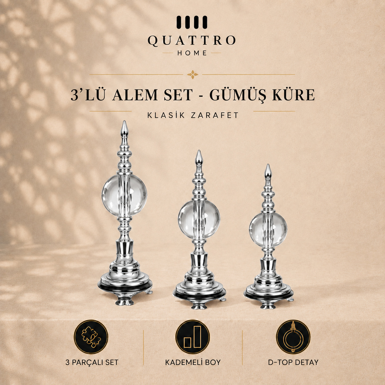 3'lü Alem Set - Gümüş Küre