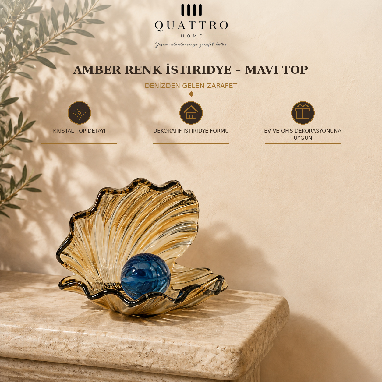 Amber Renk İstiridye - Mavi Top