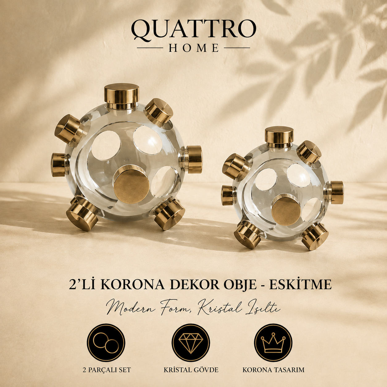 2'li Korona Dekor Obje - Eskitme