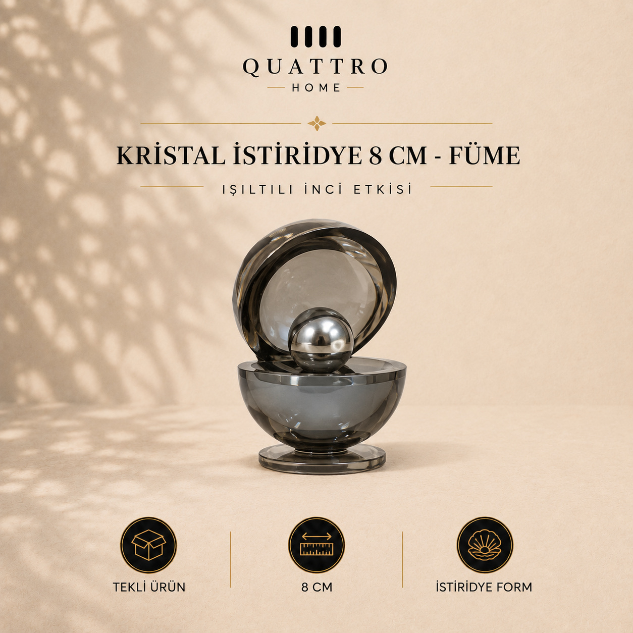 Kristal İstiridye 8 cm - Füme