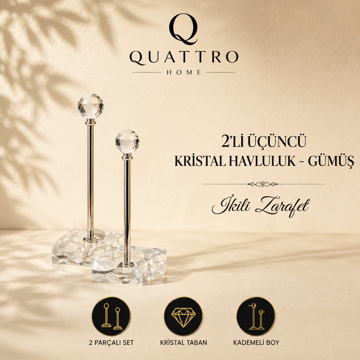 2'li Üçüncü Kristal Havluluk - Gümüş