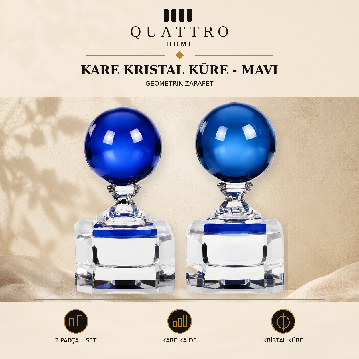 Kare Kristal Küre - Mavi