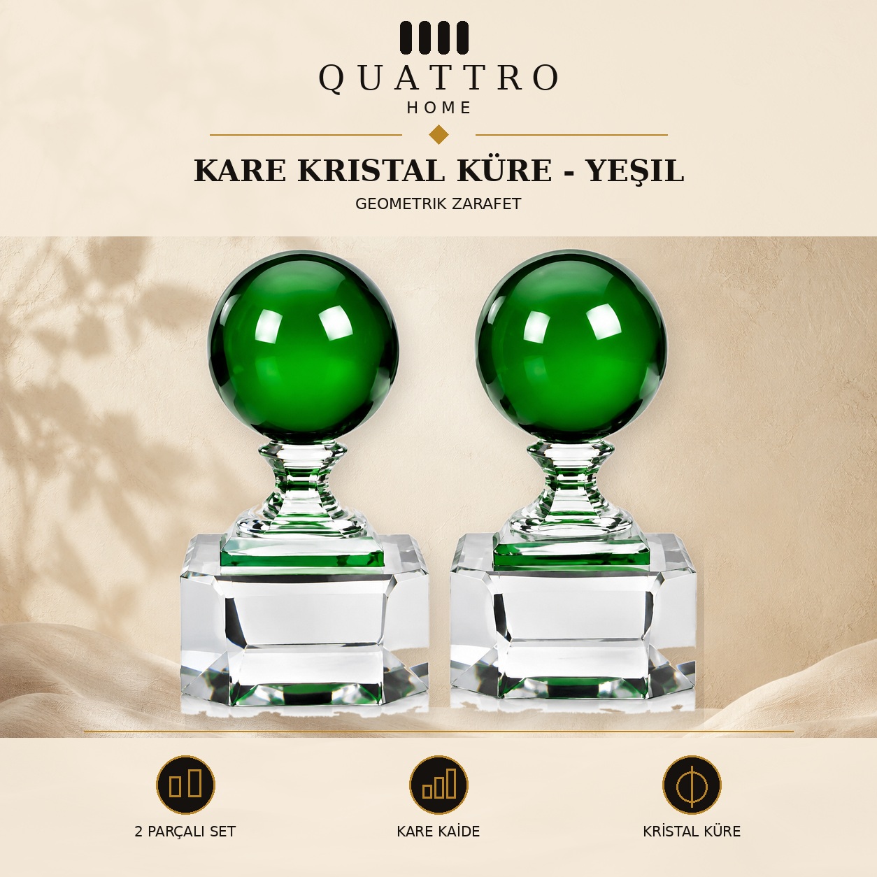 Kare Kristal Küre - Yeşil