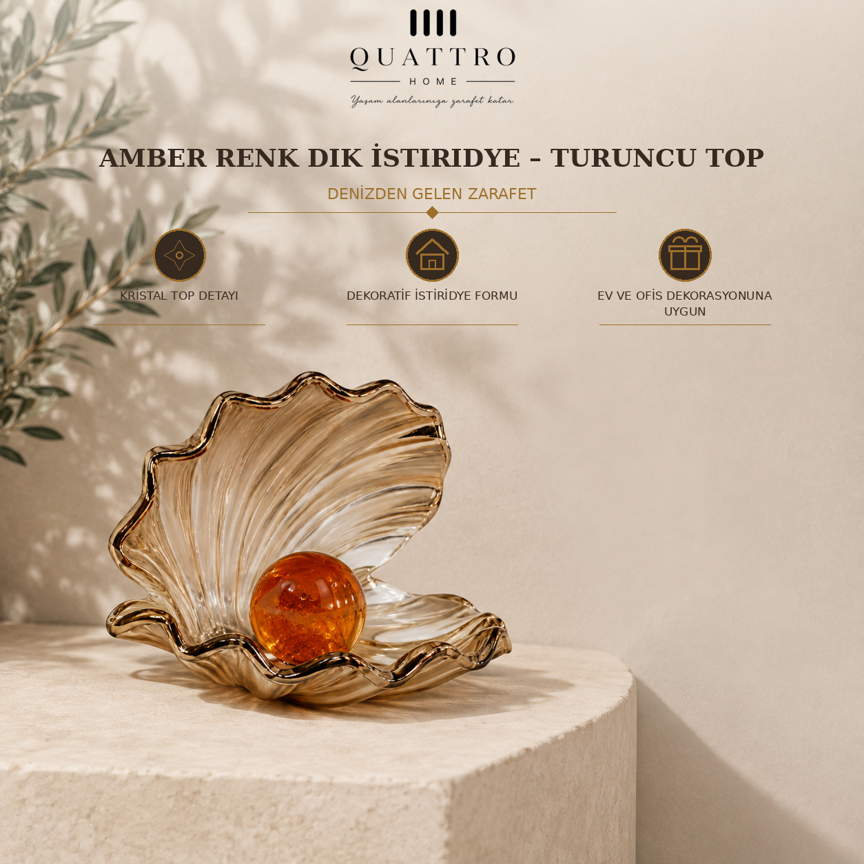 Amber Renk Dik İstiridye - Turuncu Top