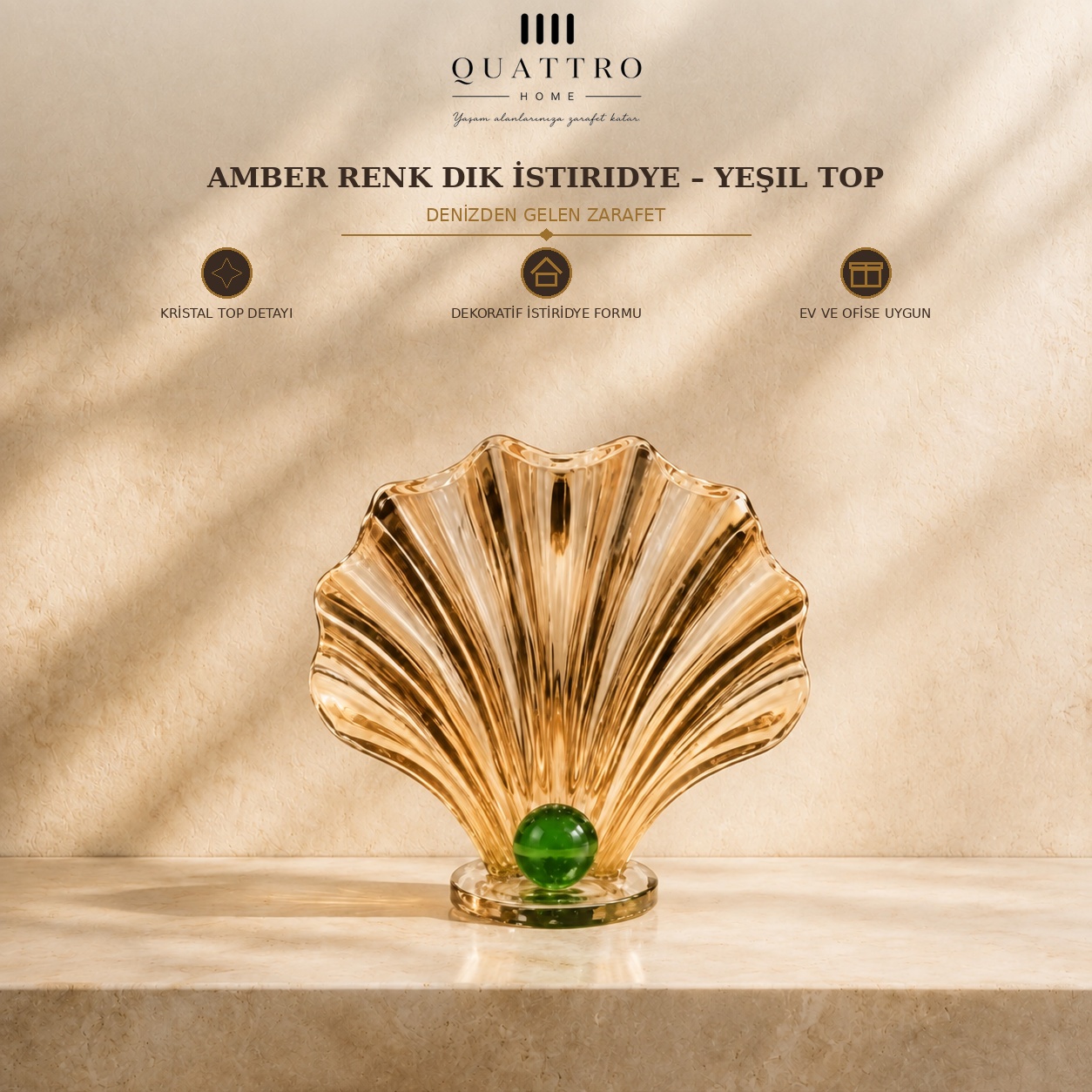 Amber Renk Dik İstiridye - Yeşil Top