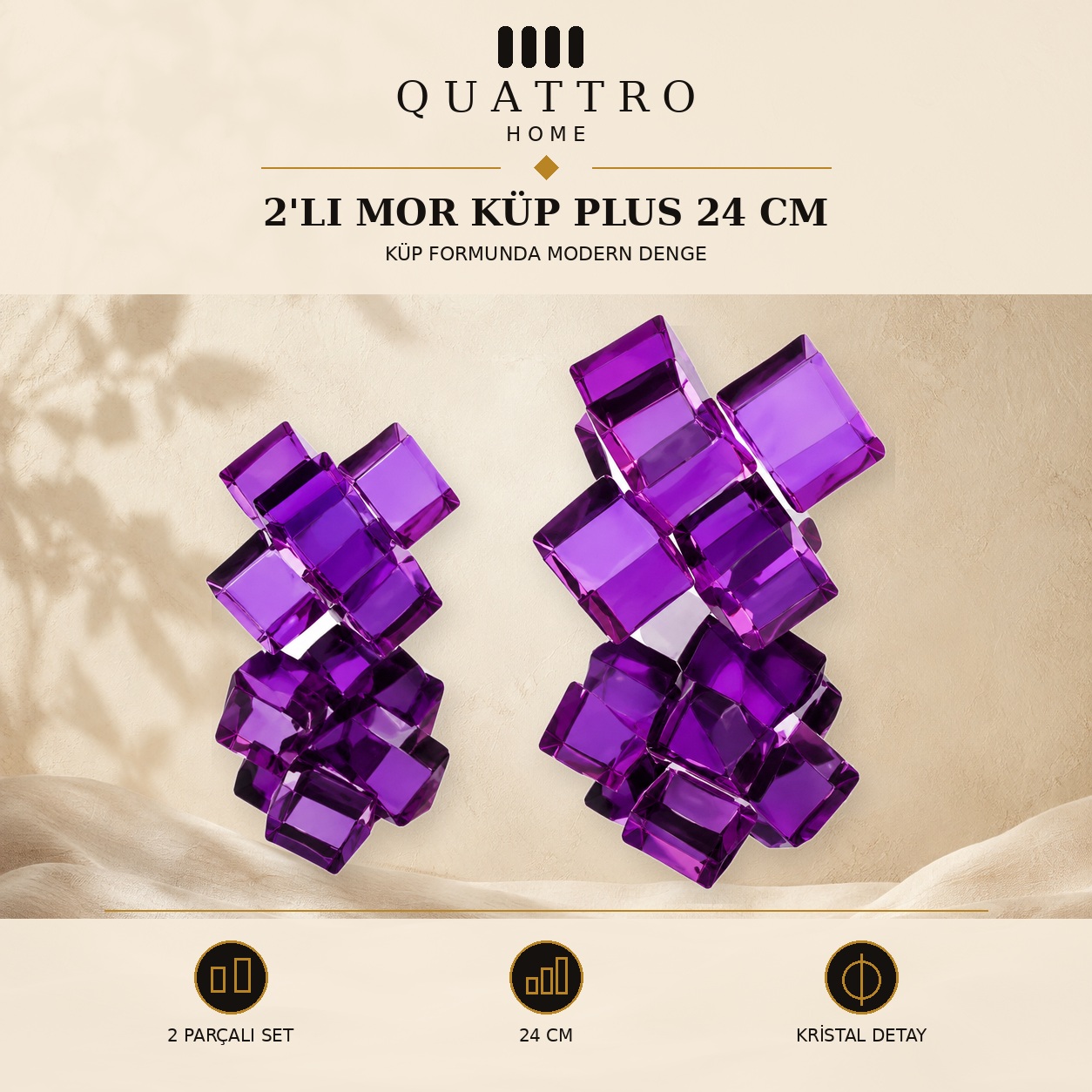 2'li Mor Küp Plus 24 cm