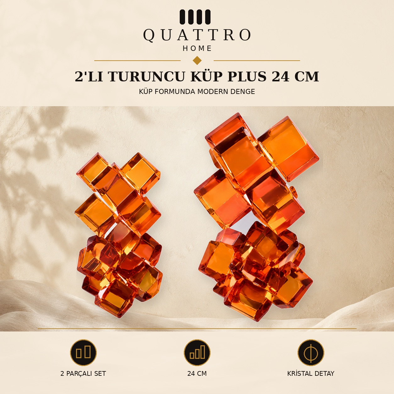 2'li Turuncu Küp Plus 24 cm