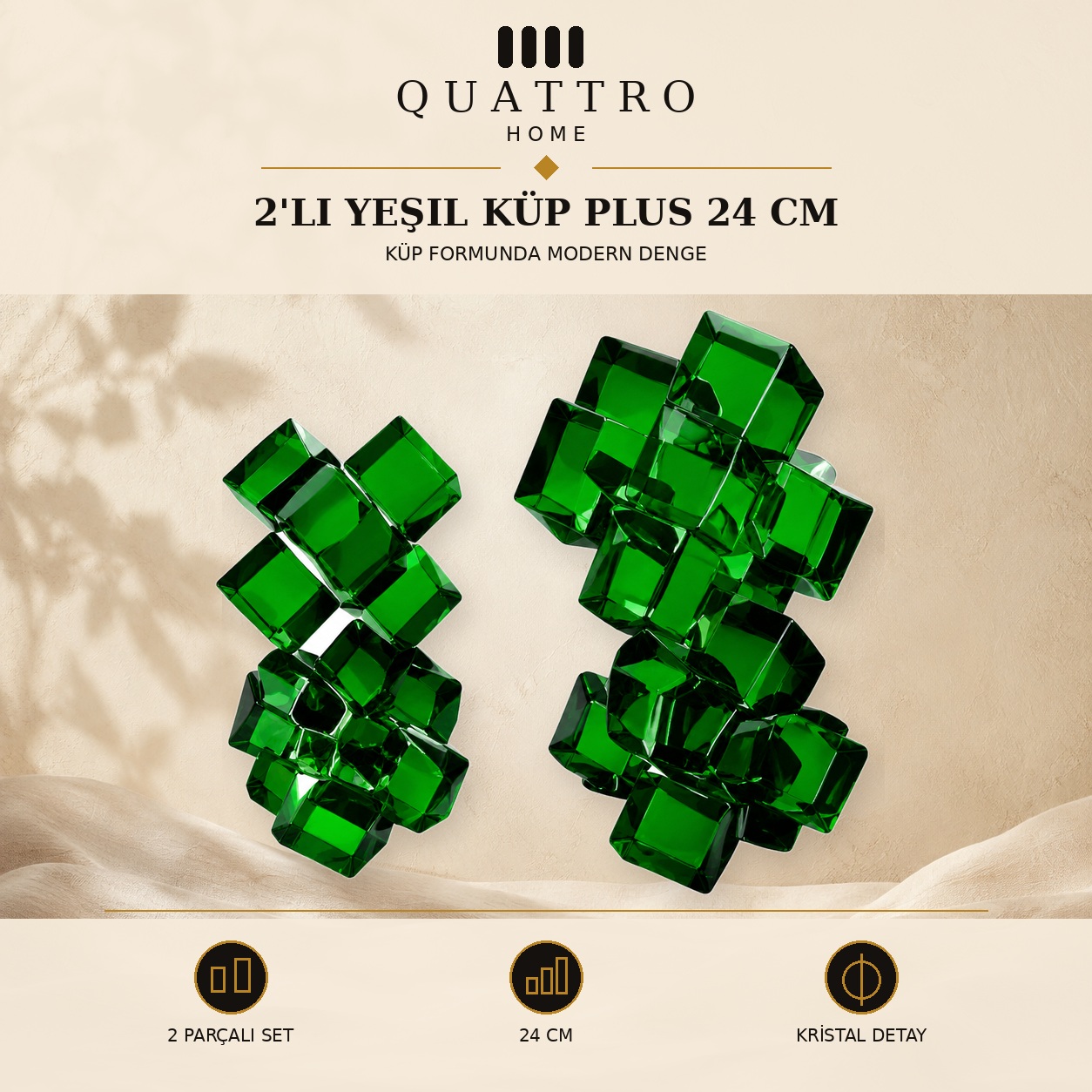 2'li Yeşil Küp Plus 24 cm