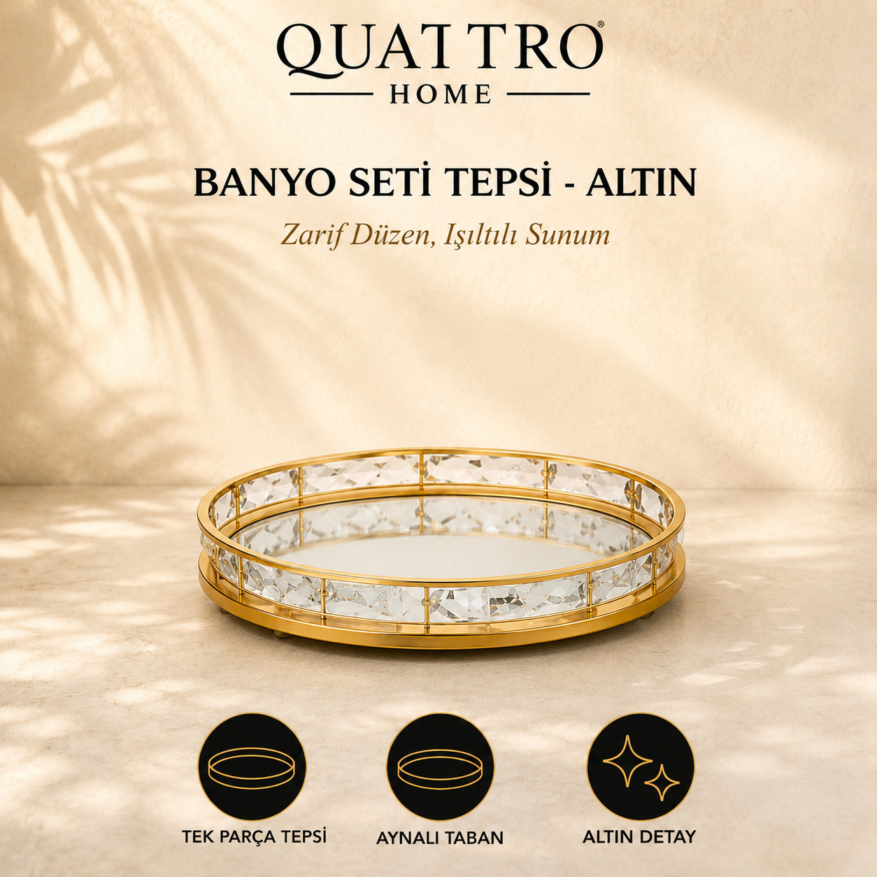 Banyo Seti Tepsi - Altın