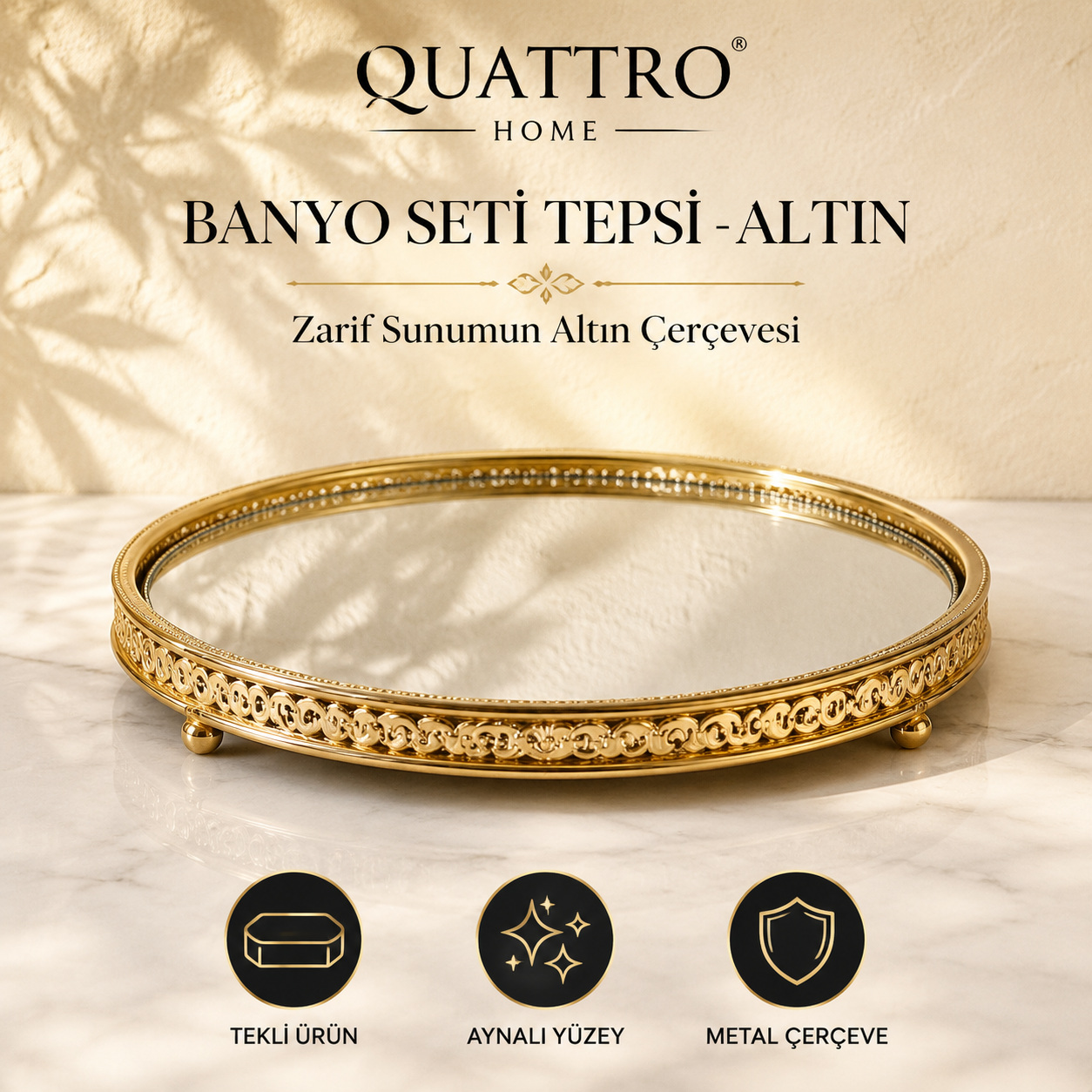 Banyo Seti Tepsi - Altın