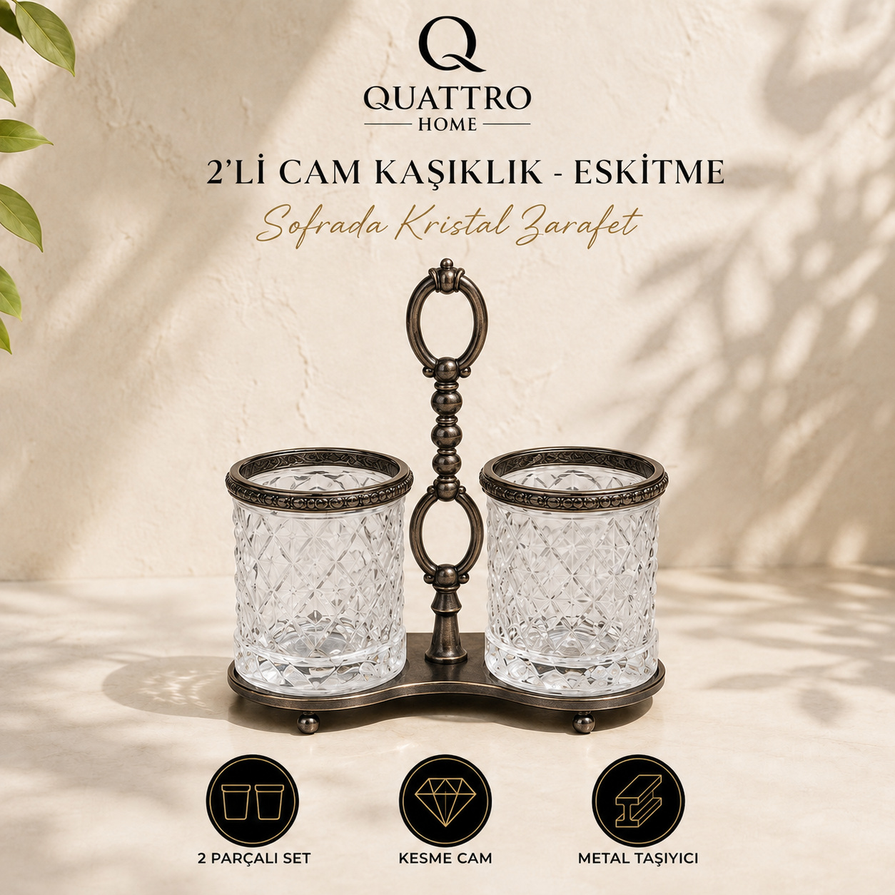 2'li Cam Kaşıklık - Eskitme