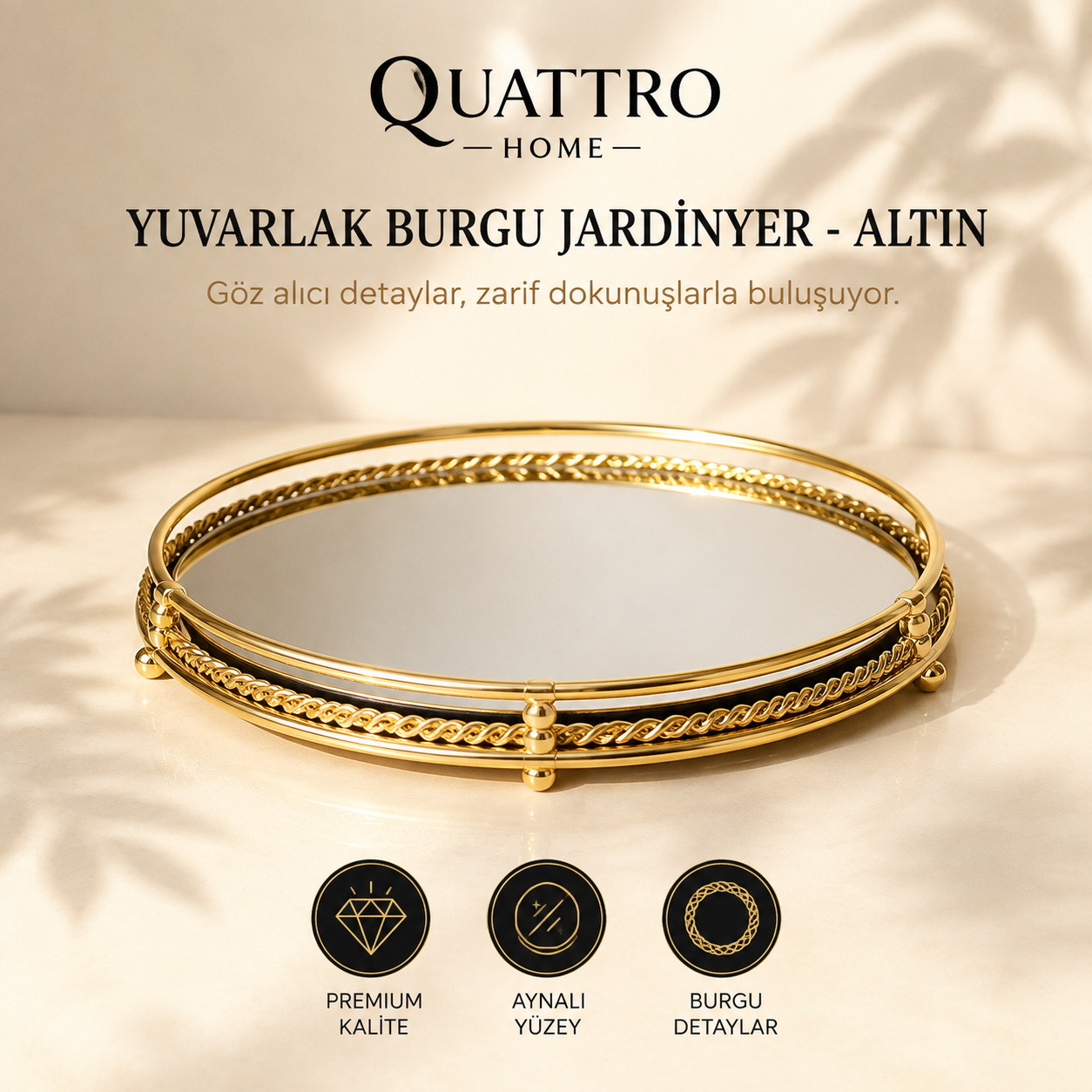 Yuvarlak Burgu Jardinyer - Altın
