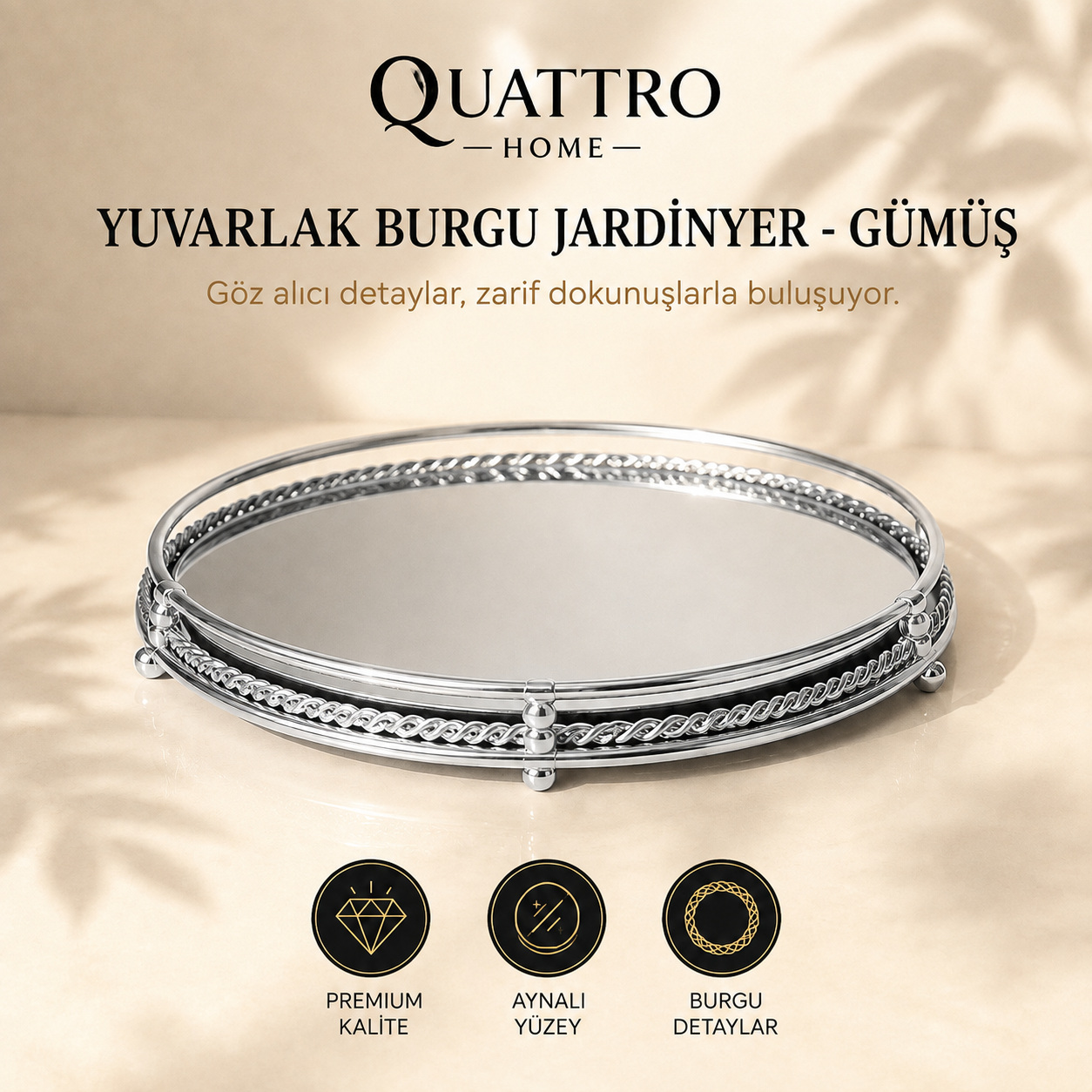 Yuvarlak Burgu Jardinyer - Gümüş