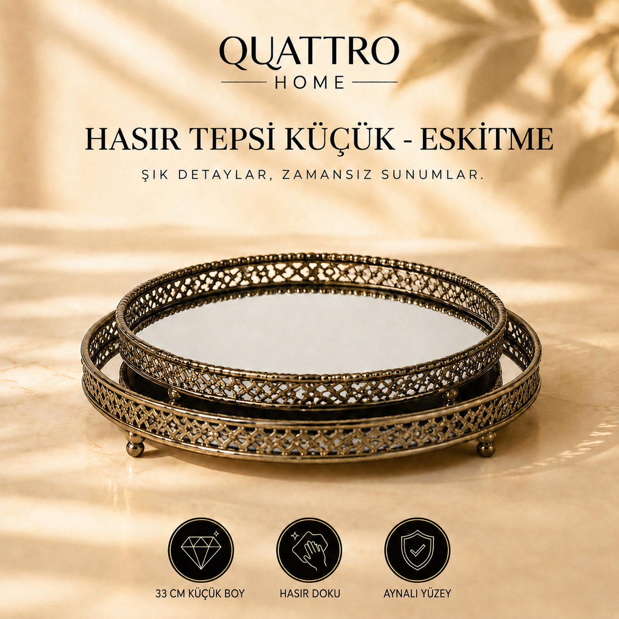 Hasır Tepsi Küçük - Eskitme