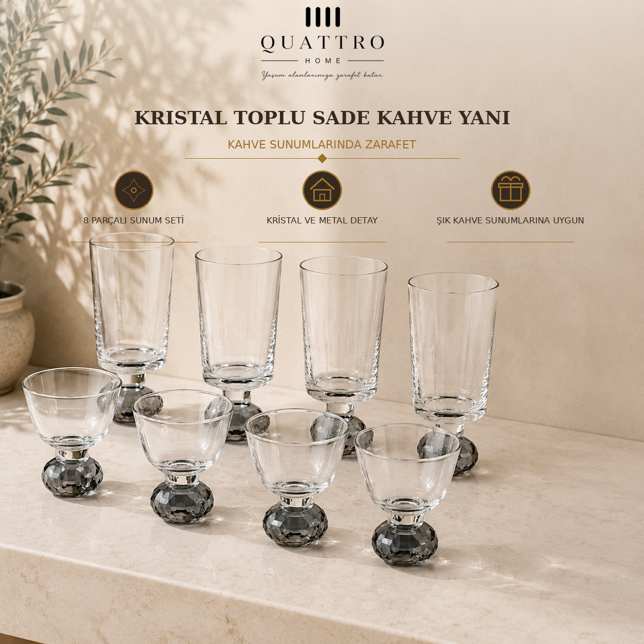 Kristal Toplu Sade Kahve Yanı