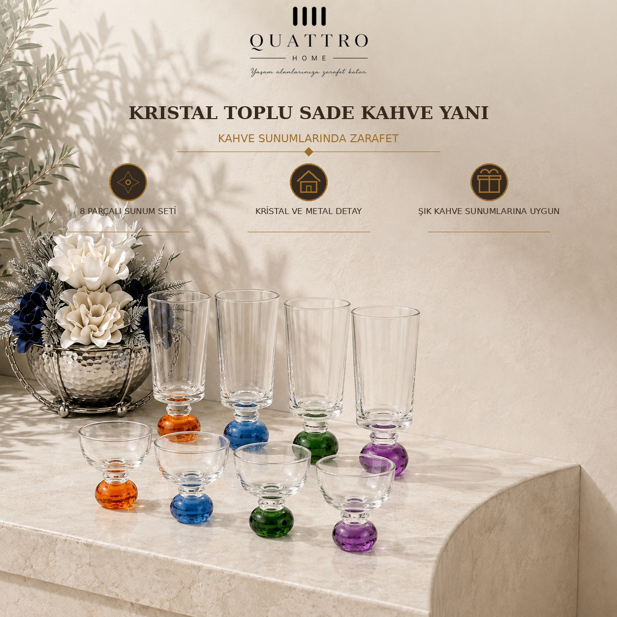 Kristal Toplu Sade Kahve Yanı