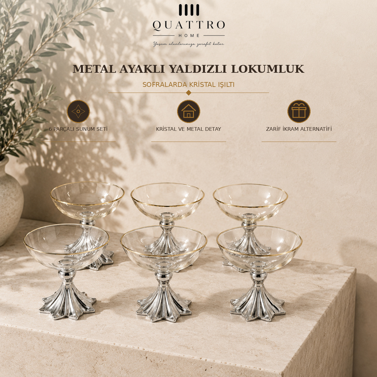 Metal Ayaklı Yaldızlı Lokumluk