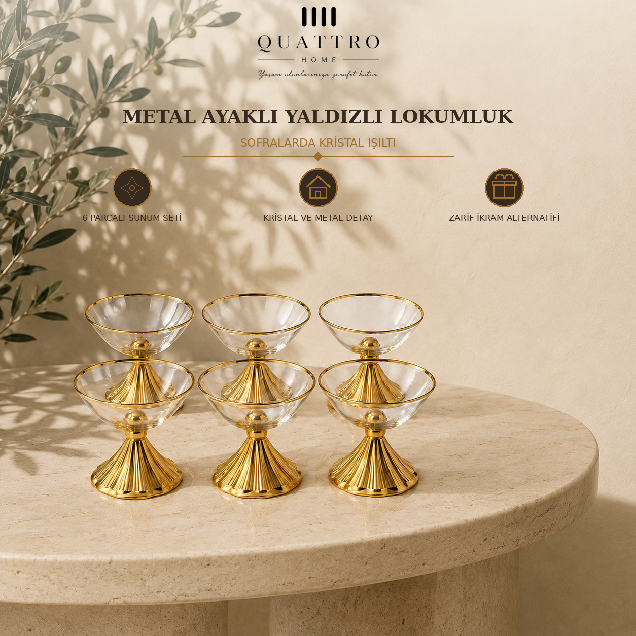 Metal Ayaklı Yaldızlı Lokumluk