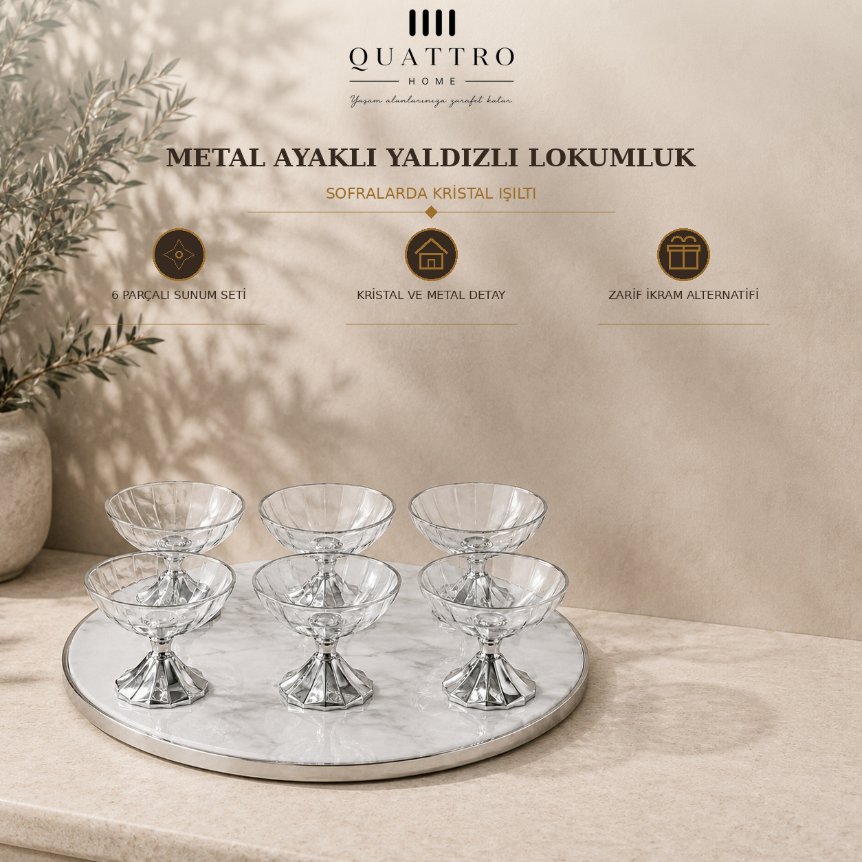 Metal Ayaklı Yaldızlı Lokumluk