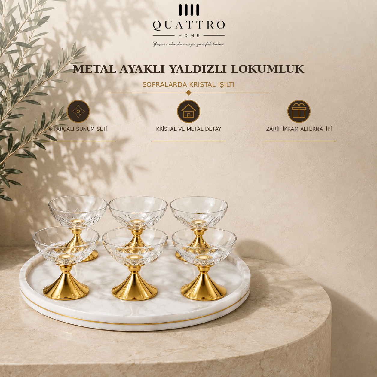 Metal Ayaklı Yaldızlı Lokumluk
