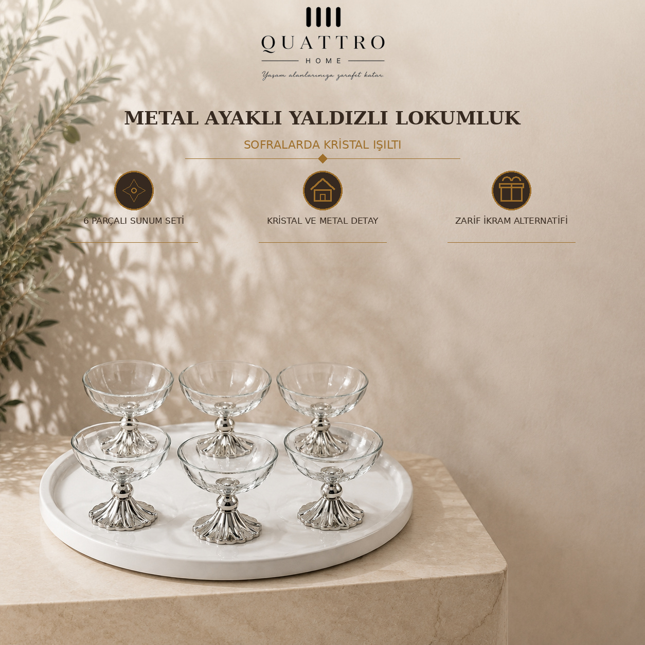 Metal Ayaklı Yaldızlı Lokumluk