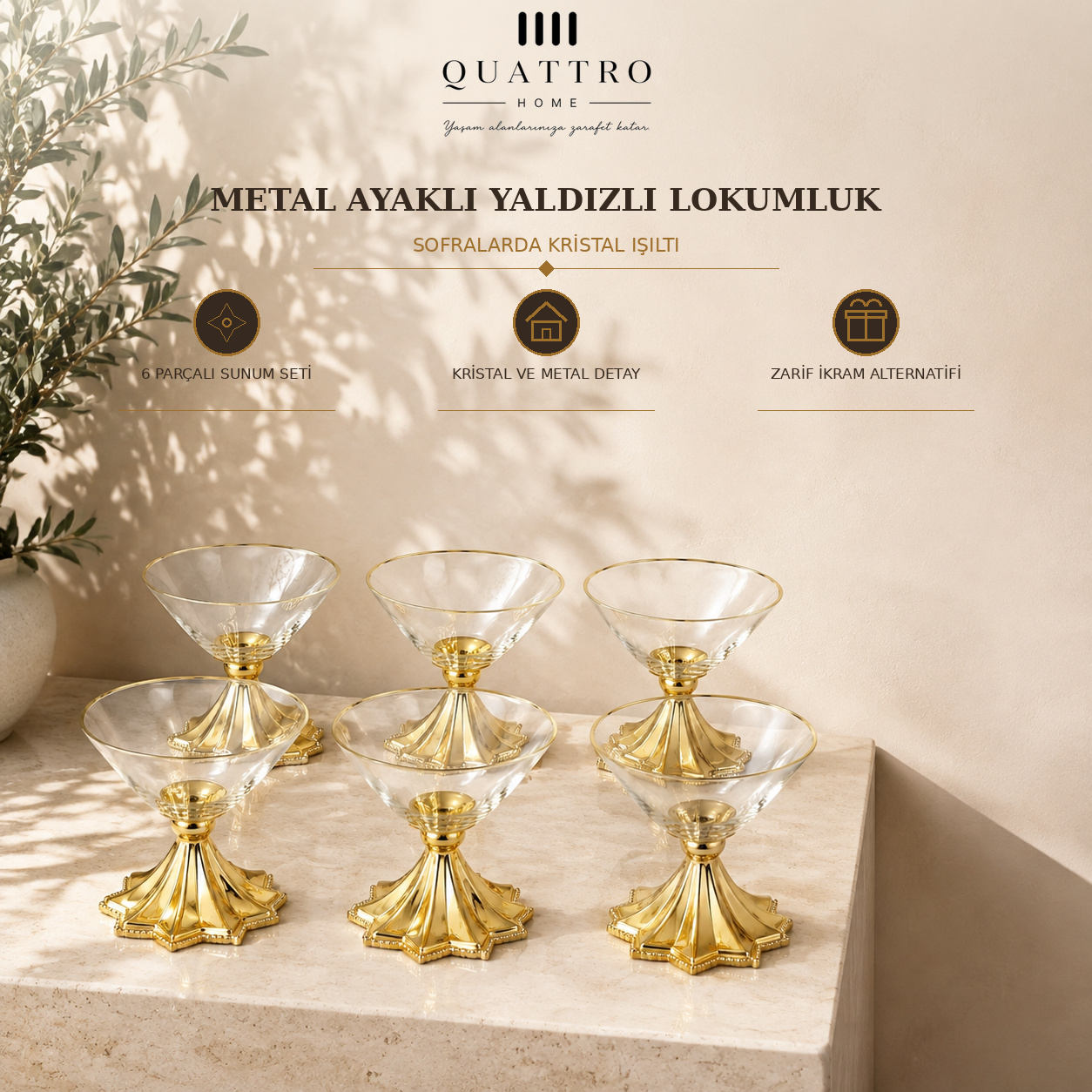Metal Ayaklı Yaldızlı Lokumluk