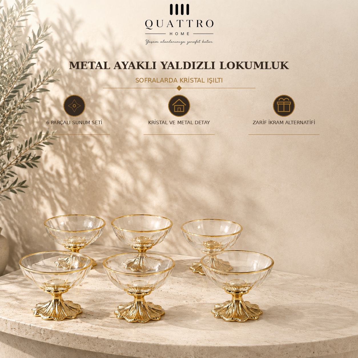 Metal Ayaklı Yaldızlı Lokumluk